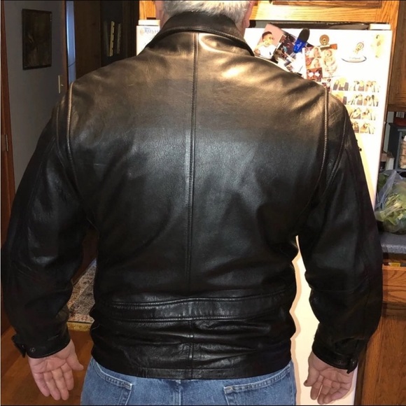 Wilson’s Leather vintage men’s black biker jacket XL - Picture 3 of 8